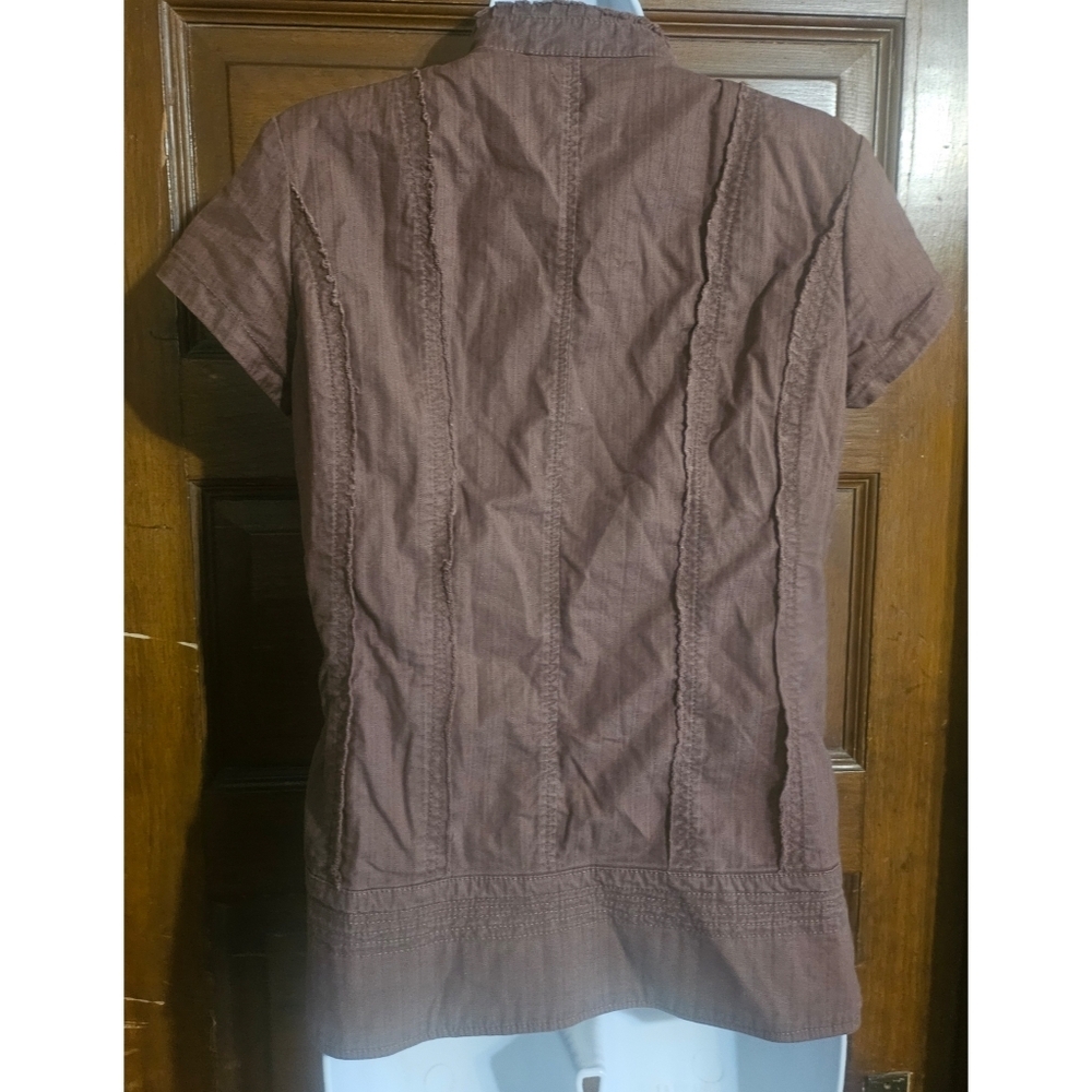 Vanity Ruffled Structured Button Down Shirt - Picture 8 of 10